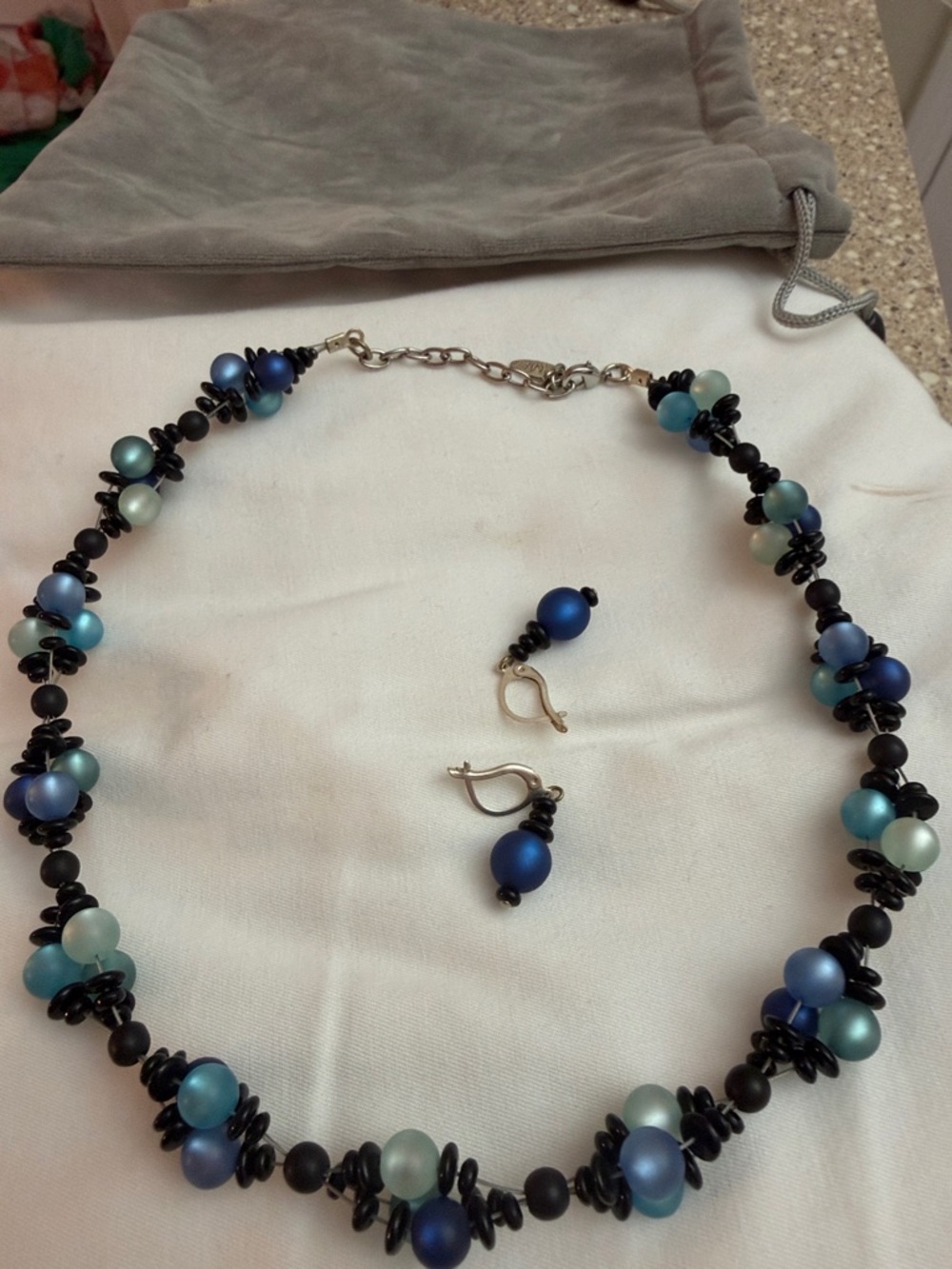 Philadelphia Museum of Art - Blue Beaded Necklace  and Earring Set